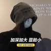 Chapéu Feminino com Estilo Relaxado, Efeito Emagrecimento Facial, Quente para Outono e Inverno, Gorro Soltinho, Circunferência Craniana Grande, Estilo Japonês, Cinza, Versátil, Levemente Quente