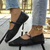 Zapatos planos casuales versátiles sin cordones de talla grande transfronterizos para mujer, nuevo estilo europeo y americano de verano, zapatos de vestir bajos de alta gama