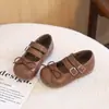 Zapatos Mary Jane de cuero estilo coreano para niñas, colección primavera y otoño 2026, zapatos planos de moda con estampado de leopardo para niños pequeños, zapatos de princesa versátiles para bebés