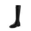 Hebilla de cinturón de moda estilo británico de 4.5 cm, botas de caballero, nuevo modelo otoño e invierno 2026, punta redonda, tacón grueso, botas largas hasta la rodilla