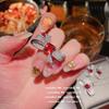 Pendientes con lazo de gemas rojas de paloma brillante, diseño chapado en oro de 18 quilates, conjunto de anillo geométrico de mariposa con circonita
