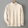 Suéter grueso de lana pura para otoño e invierno, color liso, prenda interior de punto de cuello alto medio para hombre, corte holgado, versátil, moderno, suéter para hombre de talla grande
