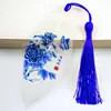Marcador de páginas de vena de hoja Pintura china creativa Hojas de porcelana azul y blanca Estética de estilo chino Artesanía creativa Marcador de páginas Regalo pequeño