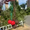 Colgante de Llave de Doble Bola de PU Material de Microfibra de Cuero Bola Tejida Colgante de Bolso Tejido a Mano Bolso de Mujer Colorido