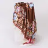 Lenço de seda quadrado 90cm senso sênior senhoras europeu e americano transfronteiriço xale estampa vintage lenço turbante colorido atacado