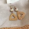 Pendientes trenzados estilo bohemio de aguja de plata para mujer, pendientes de verano, pendientes de estilo étnico retro, diseño con sentido, nicho, venta al por mayor