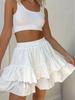 Moda Femenina Europea y Americana Nueva Primavera/Verano Elegante Color Sólido Cintura Alta Diseño de Encaje Sexy Falda con Capas Skort para Mujer