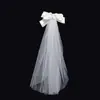 Casamento Noiva vestido de noiva principal branco véu simples de fada laço de cetim Super fada proposta registro fotos adereços