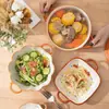 Conjunto Completo de Louças Cerâmicas Frescas Estilo Coreano de Alto Valor Tendência Tigela para Arroz Tigela para Macarrão Tigela para Sopa Conjunto Completo Tigela Prato Colher Pacote Combinado