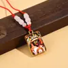 Novo Pingente de Buda Thangka Colar de Vidro Amuleto com Textos Budistas, Joia Retrô Estilo Étnico, Direto da Fábrica