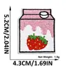 Patch de Bordado de Morango Desenho Animado Patch de Leite de Fruta Bordado Fofo para Roupa Infantil Decoração de Bolsa de Brinquedo Patch Termocolante