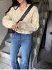Nuevo Suéter de Punto de Lana Pura con Cuello en V para Mujer, Suéter Base Suave de Manga Larga, Moda Casual Simple Holgada