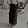 Falda Larga Elegante Retro de Diseñador Ins Coreano de Nicho de Cintura Alta con Lazo Lateral Adelgazante para Mujer