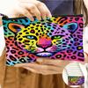 Color de Labios Rojo Transfronterizo Estampado de Leopardo Bolsa para Lápices de Gran Capacidad Billetera Pequeña para Monedas Bolsa para Lápices de Estudiante de Primaria Bolsa de Almacenamiento para Papelería