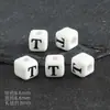 Cuentas Cerámicas Cuadradas de 8 mm con Letras y Agujeros Verticales, Materiales para Manualidades Infantiles, Cuentas Sueltas, Forma de Corazón, 26 Letras, Accesorios para DIY, Pulsera