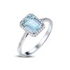 Deseo Nueva oferta especial Anillo de princesa con topacio europeo y americano, anillo de compromiso con diamante azul cuadrado, accesorios de mano para mujer
