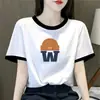 Camiseta de Manga Corta Estilo Mamá de Comercio Exterior con Descuento Transfronterizo para Mujer, Nueva de Verano, Holgada, Adelgazante, Top con Bloques de Color