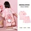 Pijamas de verano para niñas con diseño de oso de fresa y dibujos animados, de algodón puro, de manga corta, para salir a la calle, para niños de talla mediana y grande, para el hogar.