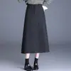 Elegante y a la moda falda midi de mezcla de lana para mujer, nueva colección otoño 2026, falda de línea A elegante y versátil para el trabajo