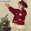 [Casa Rosa] Vestido Vestido Niñas 2025 Navidad Gigante Hermoso Lazo Malla Más Terciopelo Transfronterizo