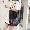 2025 Nuevo Modelo Grueso Deslumbrante Moderno Malla Transparente Gran Capacidad Bolso de Hombro de Moda Ligero Versátil Bolsa de Compras