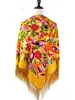 Popular Chal Étnico Vintage Transfronterizo Bufanda para la Cabeza Rusa de Xinjiang Bufanda con Borlas Bufanda Cuadrada Abrigo Cálido a Prueba de Polvo Elegante