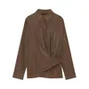 Al por mayor Verano 2026 Nuevo Estilo Europeo y Americano Camisa de Mujer de Manga Larga con Cuello de Solapa de Doble Botonadura Rayada 61733 Color de la Imagen