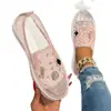 Sapatos Rasos Casuais com Strass para Comércio Exterior Transfronteiriço de Grande Tamanho Novos para Mulheres Outono 2025 Mocassins Slip-On com Solado Grosso