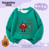 Roupa Estilo Blocos de Montar Digital para Meninos e Meninas, Nova Coleção Primavera, Outono e Inverno 2025, Moletom Infantil Estiloso com Fleece, Blusa Versátil da Moda
