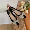 Zapatos Planos Blancos para Mujer con Tacón de Almohada y Punta Fina, Estilo Nuevo Primavera/Verano 2026 con Moño de Pedrería, Suela Suave, Cómodos, Versátiles, Elegantes
