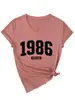1986 Vintage Amazon Ebay Sitio Independiente Moda Casual Simple Camiseta de Manga Corta con Cuello en V para Mujer Camiseta Base