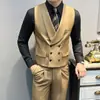 Chaleco de Traje de Doble Botonadura para Hombre, Chaleco de Color Sólido Ajustado para Negocios Casual, Chaleco de Traje de Doble Botonadura para Hombre