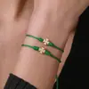 Melhor Venda Transfronteiriça St. Pulseira de Trevo de Quatro Folhas da Sorte do Dia de São Patrício Pulseira Trançada Verde para o Dia dos Namorados para Mulheres, Pacote com Dois