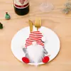 Decoración Navideña Nueva Transfronteriza Suministros Juego de Cuchillo y Tenedor de Enano Bolsa de Cuchillo y Tenedor de Anciano sin Rostro Juego de Cubiertos Rudolph