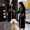 Vestido de tricô estilo francês para mulheres, nova coleção outono/inverno, conjunto estilo coreano, emagrecedor e elegante, com cintura marcada