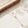 Ins Colar Feminino de Aço Titânio Camada Dupla Tendência Celebridade da Internet Elegante Corrente de Clavícula 2023 Novo Design de Nicho Corrente de Colar