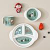 Juego de Vajilla Infantil Transfronteriza con Diseños Lindos para Uso en Casa, Incluye Platos Divididos, Tazones, Vasos, Tenedores y Cucharas para Bebés