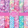 Compra Directa Transfronteriza de 12 Hojas/Paquete de Papel Material Escama de Sirena, Perlado Iridiscente Hecho a Mano DIY Fantasía Decorativo Papel de Scrapbooking