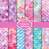 12 Hojas/Paquete Transfronterizo Nuevo Escama de Pez Sirena Papel de Material Colorido Empaque de Regalo Pequeño Material Decorativo Papel Hecho a Mano