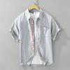 Nova Camisa Masculina Japonesa Simples de Algodão de Manga Curta de Verão Bonita Versátil Moda Camisa de Alta Qualidade 8896