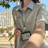 Camisa Polo Americana Falsa de Duas Peças Costuradas, Camiseta Masculina de Verão Manga Curta com Ombro Normal Estilo Americano, Manga Meia Mão de Alta Qualidade para Uso Pesado