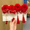 Anel de Cabelo de Pelúcia Vermelho para Crianças Corda de Cabelo Vermelha Nova Corda de Cabelo de Ano Novo para Meninas Flor de Cabelo Estilo Chinês Cabelo de Hanfu Traje Tang