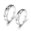 Nuevos anillos abiertos de plata estilo europeo, americano y coreano para pareja, anillos de par ajustables de circonita, diseño de nicho de lujo ligero exquisito