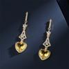 Cao Shitian Estilo Fresco Geométricos Largos Pendientes de Novia para Mujer Cobre Chapado en Oro Micro Incrustación Forma de Corazón Circonita Pendientes de Corazón de Melocotón de Lujo