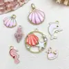 Serie Océano Rosa Estrella de Mar, Caballito de Mar, Concha DIY Aleación Esmalte Accesorios de Joyería Llavero Colgante Transfronterizo