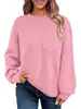 2025 Ropa de Mujer Cálida Sudadera con Cuello Redondo Texturizada de Punto Jacquard para Otoño e Invierno