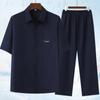 Traje de Verano para Papá 2025 Camiseta de Manga Corta para Hombres de Mediana Edad y Mayores Camisa de Verano de Seda de Hielo Abuelo Mediana Edad Manga Media