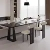 Escritorio de Madera Maciza Negra para Uso Doméstico en la Sala de Estar, Mesa Horizontal Minimalista de Estilo Italiano Detrás del Sofá, Mesa Larga para Dos, Escritorio de Estudio, Escritorio de Oficina