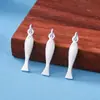 Colgante de pez koi bañado en plata de ley s925 con acabado cepillado fino, accesorio con forma de pez para pulsera de perlas y decoración de collar DIY