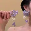 Pendientes de Flor de Tela Zirconia Aguja de Plata Borla de Gota de Agua Super Hada Pequeños Frescos Dulces Pendientes de Moda para Mujer